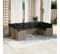 HETFTJN 9 pezzi divano da giardino grigio polyrattan divano angolare 62 x 62 x 69 cm design moderno robusto e impilabile per giardino terrazza balcone