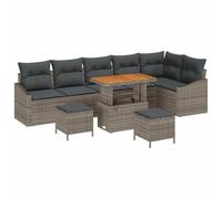 HETFTJN 9-TLG - Set di divani da giardino modulari in polyrattan, resistente alle intemperie, 90 x 55 x 71 cm, per balcone, terrazza, giardino