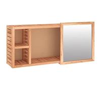 HETFTJN Armadietto a specchio in legno di noce massiccio, 80 x 17 x 34 cm, con specchio scorrevole e 3 scomparti, design moderno, robusto e facile da pulire, per bagno, ospiti, WC e piccoli bagni