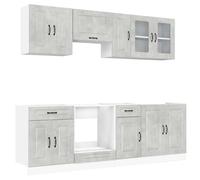 HETFTJN Armadietto Bagno Armadietto da Esterno Armadio Cucina Mobiletto Salvaspazio - Set Mobili da 8 pz Kalmar Grigio Cemento in Truciolato per Cucina Esterno Soggiorno Bagno