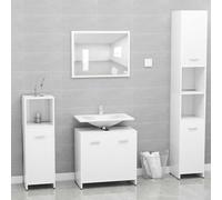 HETFTJN Armadietto da bagno bianco in legno 60 x 33 x 61 cm con specchio 60 x 37 cm, moderno set di mobili da bagno con 2 ante da appendere per piccoli bagni e ospiti WC