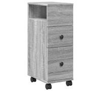 HETFTJN Armadietto da bagno sottile con ruote, 23 cm di larghezza, mobile da bagno con 2 cassetti e scomparto, mobile per bagno e cucina, in legno, grigio sonoma