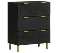 HETFTJN Armadietto Nero Credenza per Bagno Cucina Camera Multiuso, Dimensioni 60x33x75 cm con Piedini in Metallo e Maniglie Pratiche