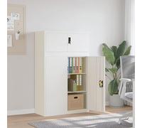 HETFTJN Armadietto portadocumenti bianco 90 x 40 x 145 cm in acciaio con 2 ripiani chiudibili e supporto da parete per ufficio organizzazione e conservazione dei documenti