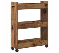 HETFTJN Armadietto Portaoggetti 3 Ripiani Legno Vecchio 60x22x79 cm | Mobiletto stretto salvaspazio per soggiorno e ufficio. Struttura verticale compatta per riordinare libri e accessori.