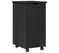 HETFTJN Armadio a rotelle in pino massiccio nero, con 4 ruote e maniglia a scomparsa, mobile per ufficio e soggiorno, 34 x 39 x 65,5 cm, semplice armadio portaoggetti