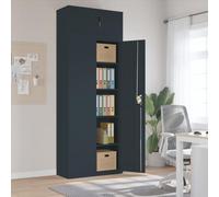 HETFTJN Armadio Classificatore in Acciaio con Serratura Antracite 90x40x240 cm per Ufficio Spogliatoio Salvaspazio 4 Ripiani Regolabili