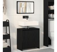 HETFTJN Armadio da Bagno con Specchio Nero Legno Ingegnerizzato Salvaspazio 60x33x61 cm Design Elegante e Robusto per Bagni Piccoli