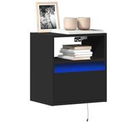 HETFTJN Armadio da parete per TV, 2 pezzi, nero, 41 x 31 x 45 cm, in legno con illuminazione LED RGB, design moderno, per soggiorno, camera da letto