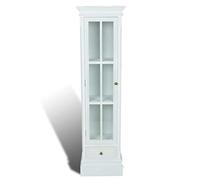 HETFTJN Armadio Libreria Alto in Legno MDF con Anta e Cassetto Bianco | Mobile stretto salvaspazio in stile vintage con 3 ripiani e 1 cassetto per soggiorno, studio e corridoio.