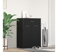 HETFTJN Armadio per Scarpe Nero Rovere Legno Ingegnerizzato Portascarpe Salvaspazio con 2 Ante e Cassetto Mobile Ingresso Moderno 60x35x84 cm per Camera da Letto