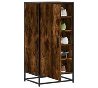 HETFTJN Armadio Scarpiera con Anta per Ingresso, Portascarpe Salvaspazio in Legno Multistrato Rovere Fumo, Mobile Organizzatore Scarpe Alta Stretta 48x38x97,5 cm con Ripiano Superiore