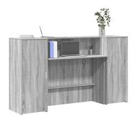 HETFTJN Banco Reception Grigio Sonoma 180x50x103,5 cm in Legno Multistrato con Bancone Integrato Design Versatile e Spazio Archiviazione per Uffici Hotel Cliniche Saloni