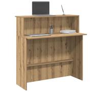 HETFTJN Banco Reception per Ufficio in Truciolato Rovere Artigianale 100x50x103,5cm con Bancone Integrato e Ripiano Archiviazione per Hotel Cliniche Saloni di Bellezza