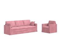 HETFTJN BigDivano in velluto rosa 228 x 78 x 80 cm con design ergonomico, struttura in metallo e due posti modulari per soggiorno, camera dei ragazzi, ufficio, corridoio
