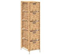 HETFTJN Cassettiera 5 Cesti Giacinto d'Acqua 25,5x37x100 cm Marrone | Mobiletto stretto salvaspazio per bagno e soggiorno con telaio robusto e cesti intrecciati per organizzare piccoli oggetti.