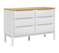 HETFTJN Comò Floro bianco legno massello di pino 111 x 43 x 73,5 cm, 6 cassetti, design moderno, robusto e durevole, per camera da letto, corridoio e soggiorno