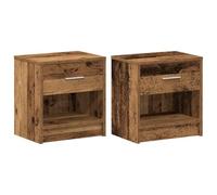 HETFTJN Comodini da Notte 2 pz con Cassetto Legno Antico 39x28x41 cm | Set di 2 tavolini da notte in truciolato per camera da letto, vano aperto e cassetto per organizzare al meglio lo spazio.