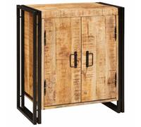 HETFTJN Comodino 38 x 33 x 58 cm in legno massello di mango con venature del legno rustico e ampio spazio di archiviazione, design moderno per camera da letto, soggiorno e sala da pranzo