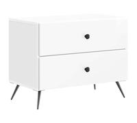 HETFTJN Comodino Bianco Lucido 2 Cassetti da Notte 62x34,5x47,5 cm | Mobiletto multiuso salvaspazio in legno ingegnerizzato con ampio ripiano, ideale per soggiorno o zona notte.