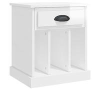 HETFTJN Comodino Bianco Lucido 43x36x50 cm con Cassetto per Camera | Mobiletto multivano salvaspazio in legno multistrato, ideale per la camera da letto o la zona notte.