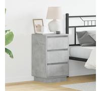 HETFTJN Comodino Camera da Letto con LED Grigio Cemento, Legno Ingegnerizzato, 3 Cassetti, Illuminazione Integrata Blu, Design Salvaspazio Piccolo Stretto 39x34,5x65 cm per Arredamento Moderno