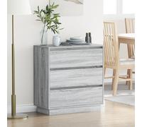 HETFTJN Comodino Camera da Letto con LED Grigio Sonoma 71x34,5x75 cm Legno MDF 3 Cassetti Moderno Salvaspazio