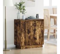 HETFTJN Comodino Camera da Letto Moderno con LED e USB, Rovere Affumicato, Salvaspazio Stretto Piccolo, 2 Porte, Legno Ingegnerizzato (71x34,5x75 cm)