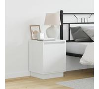 HETFTJN Comodino Camera da Letto Moderno con Luci LED Bianco Laccato, Design Contemporaneo Salvaspazio, Cassetto Funzionale, Dimensioni 39x34,5x50 cm per Arredamento Camera da Letto
