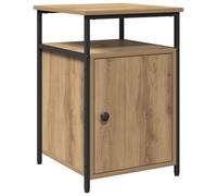 HETFTJN Comodino da Camera da Letto 40x42x60 cm Rovere Artigianale | Mobiletto notte compatto per camera da letto con anta e gambe in metallo lucido per la tua zona notte.