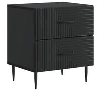 HETFTJN Comodino da Notte 2 Cassetti Nero Legno 43x34,5x47,5 cm | Mobiletto elegante per camera da letto con gambe in metallo e maniglie a barra, ideale per organizzare la zona notte.