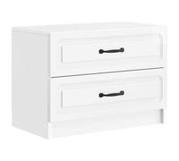 HETFTJN Comodino da Notte con 2 Cassetti Bianco Lucido 62x34,5x44,5 cm | Mobiletto per camera da letto con finitura lucida, due ampi cassetti e maniglie nere per organizzare la zona notte.