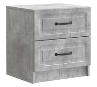 HETFTJN Comodino da Notte con 2 Cassetti Grigio Cemento 43x34,5x44,5 cm | Mobiletto per camera da letto con finitura grigio cemento, maniglie nere a barra e ampio spazio per la zona notte.