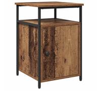 HETFTJN Comodino da Notte in Legno Antico e Metallo, 40 x 42 x 60 cm | Mobiletto contenitore compatto con anta e gambe stabili per organizzare lo spazio essenziale nella zona notte.