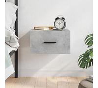 HETFTJN Comodino da parete, grigio cemento, 35 x 35 x 20 cm, in legno con spazio per camera da letto, organizer e stoccaggio