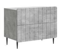 HETFTJN Comodino grigio cemento, 62 x 34,5 x 49,5 cm, moderno comodino in legno con 2 cassetti e gambe in ferro, elegante comodino con design a righe per la camera da letto
