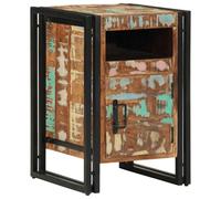 HETFTJN Comodino in Legno Massello di Recupero Piccolo Stretto 40x40x59 cm con Anta e Ripiano per Camera da Letto Balcone o Soggiorno Design Elegante Stabile