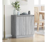 HETFTJN Comodino LED Grigio Sonoma con Doppia Porta in Legno Ingengnerizzato 71x34,5x75 cm per Camera da Letto Moderna