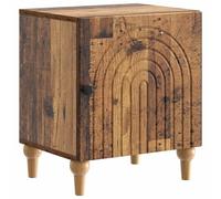 HETFTJN Comodino Moderno da Camera Legno Antico 43 x 34,5 x 50 cm | Mobiletto multiuso con anta per camera da letto e soggiorno, riordino elegante con dettagli scanalati e manopola.