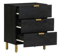 HETFTJN Comodino Nero a 3 Cassetti per Camera da Letto 50x33x62 cm | Mobiletto elegante con 3 ampi cassetti e piedini da 10 cm, perfetto per la camera da letto o la zona notte.