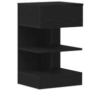 HETFTJN Comodino nero effetto rovere, 40 x 35 x 65 cm, comodino in legno con 1 cassetto e 2 ripiani, tavolino rustico per camera da letto
