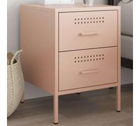 HETFTJN Comodino rosa, 36 x 39 x 50,5 cm, in acciaio, design industriale moderno, con 2 cassetti, robusto, salvaspazio, per camera da letto, soggiorno, ufficio