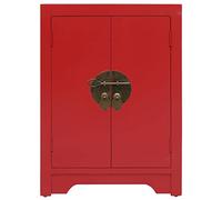 HETFTJN Comodino Rosso in Legno di Paulownia e MDF 38x28x52 cm