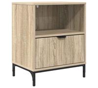 HETFTJN Comodino Rovere Sonoma con Cassetto e Ripiano 49x36x61 cm | Mobiletto multiuso per camera da letto con gambe in acciaio nero e maniglia incassata opaca per zona notte ordinata.