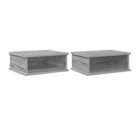 HETFTJN Comodino Sospeso 2 pz Grigio Sonoma 40x31x15 cm Tavolino da Notte