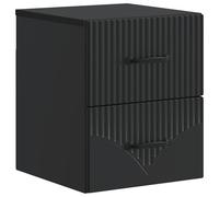 HETFTJN Comodino Sospeso a Parete con Cassetti Nero 34,5x33x40 cm