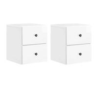 HETFTJN Comodino Sospeso da Muro Set di 2 Bianco Lucido 34,5x33x40 cm
