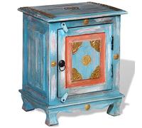 HETFTJN Comodino Vintage in Legno Massello Mango Blu 40x30x50 cm