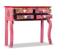 HETFTJN Consolle in Legno Massello di Mango Rosa Dipinta a Mano 90 cm