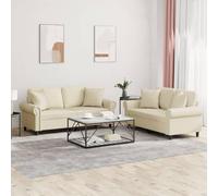 HETFTJN Copridivano a due posti, color crema, ecopelle, 152 x 77 x 80 cm, con cuscino, design moderno, struttura robusta e materiale di facile manutenzione, per soggiorno, ufficio e corridoio